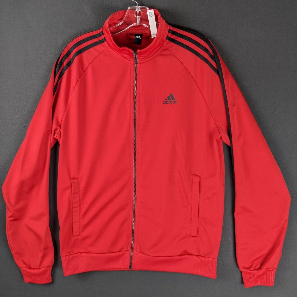 Adidas Jacket Women Medium Zip Logo Stretch Active Pocket Run Workout 90s Retro